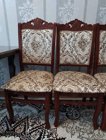 Masa və oturacaq dəstləri: Qonaq otağı üçün, İşlənmiş, Açılan, Oval masa, 6 stul — 7