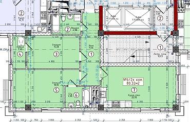 таунхаусы бишкек: 2 комнаты, 80 м², Элитка, 12 этаж, ПСО (под самоотделку) — 2