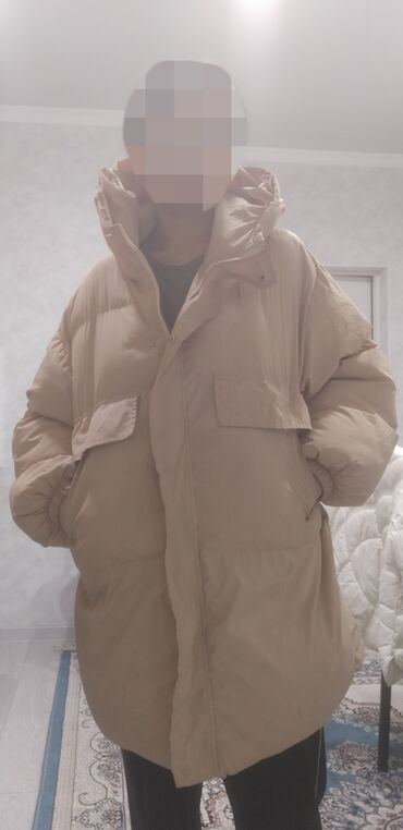 тёплая зимняя куртка: Пуховик, По колено, С капюшоном, Оверсайз, Ультралегкий, M (EU 38)