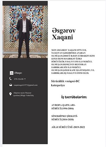 masazırda iş: Salam 51 yasim var masazirda yasayiram BC kategoriyam var şexsi — 1