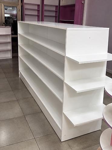 Mağaza üçün ikitərəfli vitrin rəfi - Rəng: ağ - Material