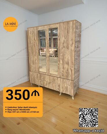 шкаф для коридора: Açılan, 3 qapılı Düz dolab, Şifonyer