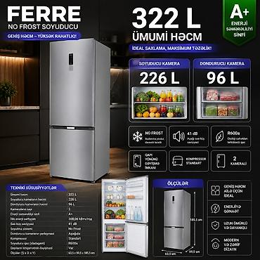 Soyuducular: №: 14939 Məhsulun adı: Soyuducu Ferre FNF440, No Frost, ikiqapılı — 1