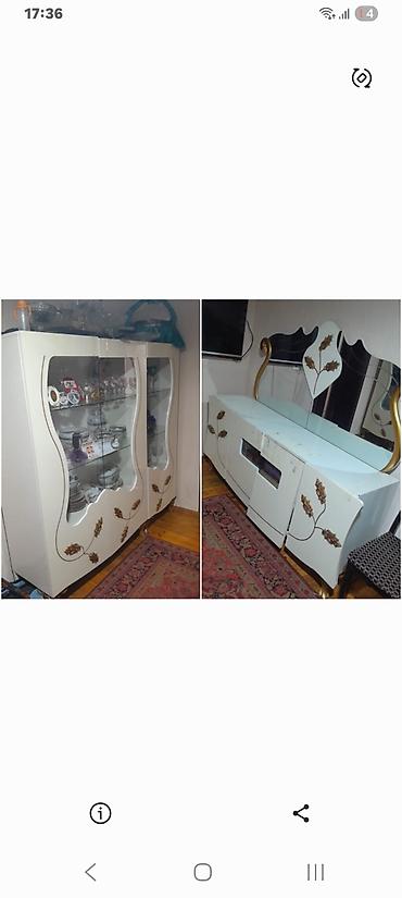 Yemək otağı üçün mebel dəsti Tərkibi: - Şüşəli vitrin şkaf: ikili