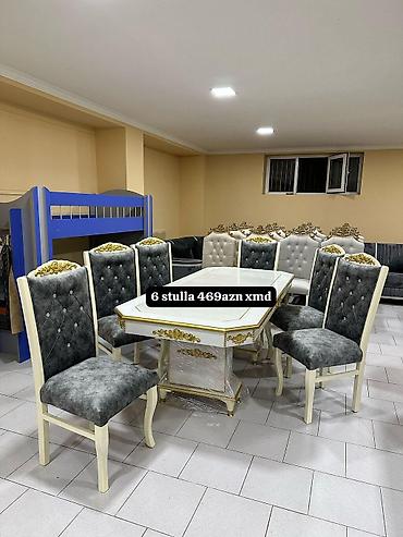 Masa və oturacaq dəstləri: Yemək otağı üçün dəstlər 1) Klassik dizaynlı masa + 6 stul - Krem — 13
