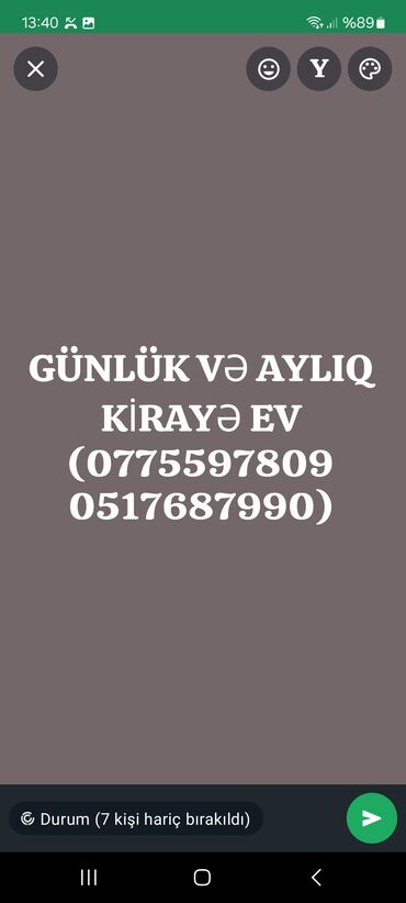 7 mikrorayon kiraye evler: 60 kv. m, 2 otaqlı