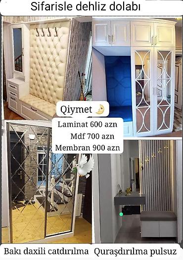 puflar: Sifarişlə dəhliz dolabı - Material seçimləri və qiymətlər: - Laminat — 1