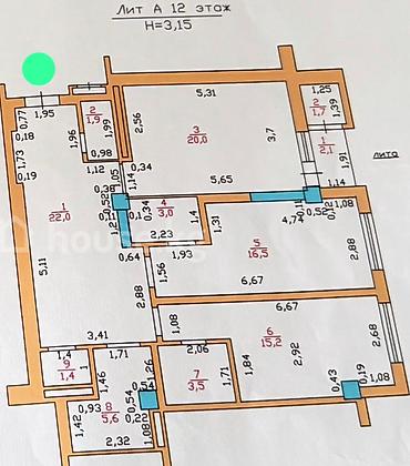 держинка: 3 комнаты, 89 м², Золотой квадрат Элитка, 12 этаж, ПСО (под самоотделку) — 5