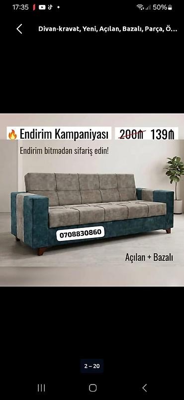 Divan‑kravat – açılan və bazalı model - Funksional 2‑si 1‑də