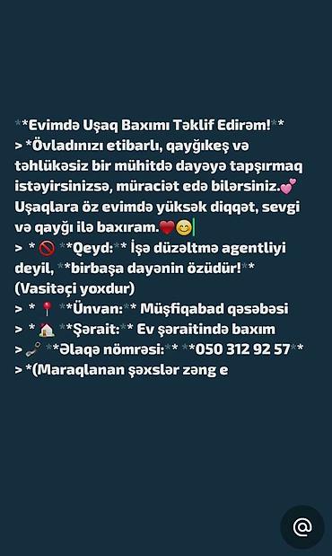 sumqayit ayiq surucu: Uşaq baxımı xidməti – ev şəraitində - Müştərilərin istəklərinə uyğun — 1