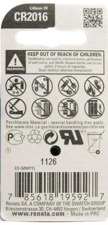 Baterije: Renata CR2016 litijumska dugmasta baterija - Tip: CR2016 (3 V — 3