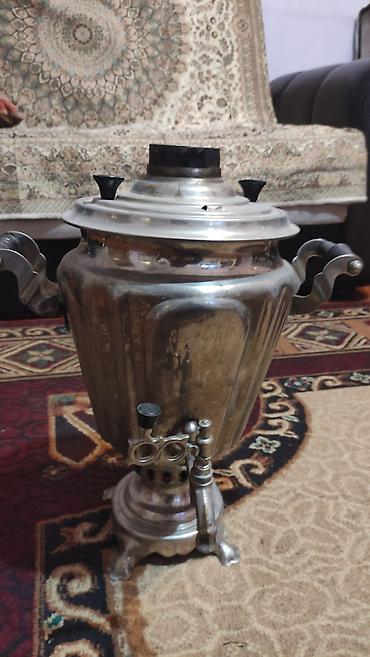 qedim samovar: QƏDİMİ SOMAVAR Klassik metal samovar – kömür/odunla işləyən model - — 3