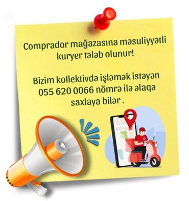 Otel, kafe, restoranlar: Sürücü-kuryer tələb olunur, Təcrübəsiz