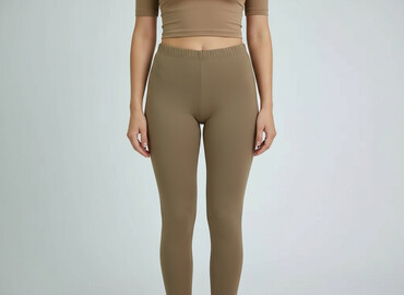 legginsy beżowe prążkowane: Leggings, Legginsy Sportowe damskie, rozmiar S