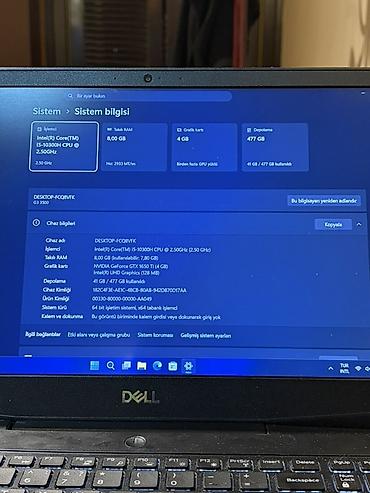 Dell: Dell G3 15 (3500) oyun və iş noutbuku Texniki göstəricilər: - — 4