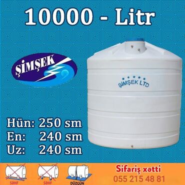 yağmur su çənləri: Bak, Plastik, 10000 l, Yeni, Ünvandan götürmə, Pulsuz çatdırılma, Ödənişli çatdırılma