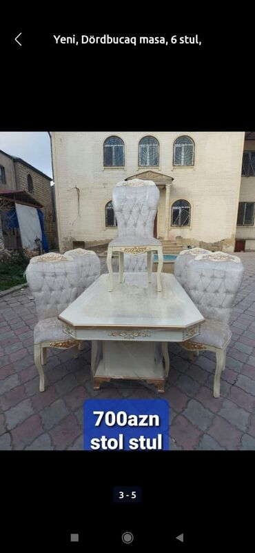 Masa və oturacaq dəstləri: Qonaq otağı üçün, Yeni, Açılan, Dördbucaq masa, 6 stul -da lalafo.az — 3 Masa və oturacaq dəstləri: Qonaq otağı üçün, Yeni, Açılan, Dördbucaq masa, 6 stul — 3