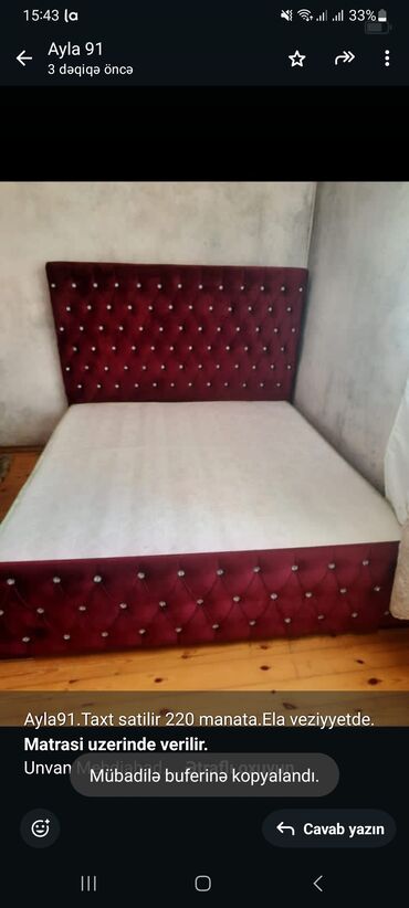 taxt ucun matras: Ayla91.Taxt satilir 220 manata.Ela veziyyetde. *Matrasi uzerinde
