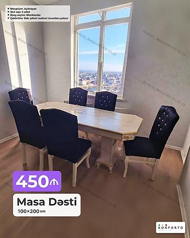 masa ve stul: Masa dəsti – 100×200 sm - Mexanizm: açılmayan - Stul sayı: 6 ədəd - — 1