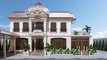 ev temiri neceye basa gelir: Neoklassik üslubda iki mərtəbəli villa layihəsi – fasad və landşaft — 6