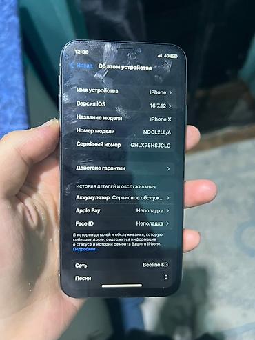 64: IPhone X, 64 ГБ (модель NQCL2LL/A) - iOS 16.7.12 - Серийный номер — 4