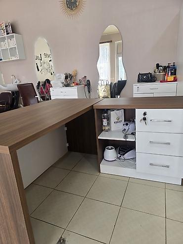 купить офисный стул: Ofis/biznes üçün mebel dəsti - L formalı recepsiyon/iş masası: Ağ və — 2