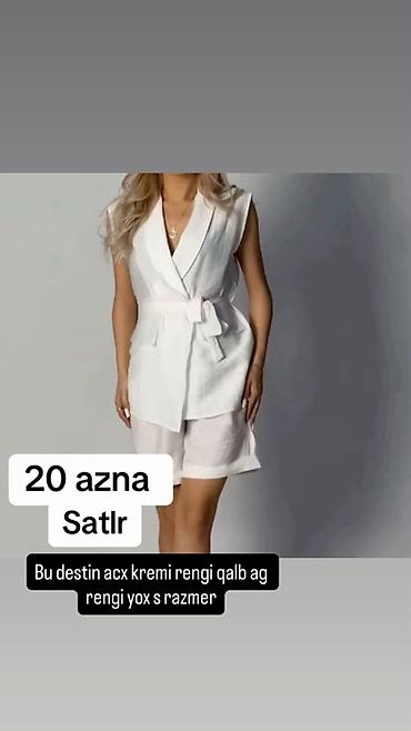 Qadın dəsti – şortik və kəmərli jilet/kurtka tipli üst hissə. - Rəng lalafo.az -da Qadın dəsti – şortik və kəmərli jilet/kurtka tipli üst hissə. - Rəng