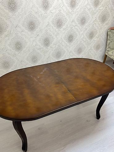islenmis masa: Qonaq otağı üçün, İşlənmiş, Açılan, Oval masa, 4 stul — 5