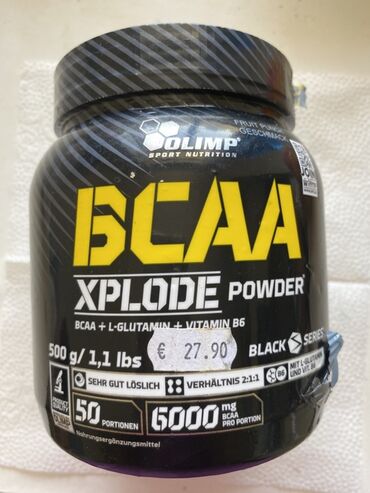 Перчатки: Olimp Sport Nutrition brendindən BCAA Xplode Powder idman qidası. Bu