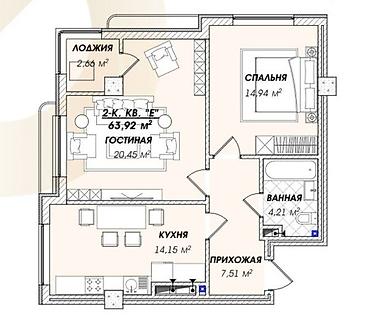 жк береке бишкек: 2 комнаты, 64 м², Элитка, 11 этаж — 7