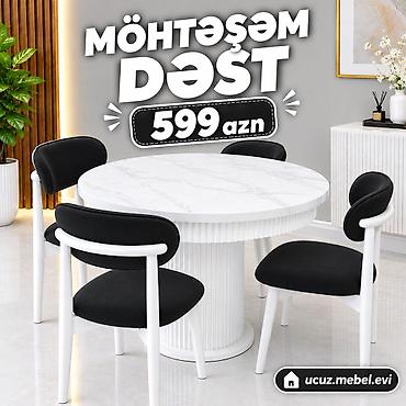stul ev: Möhtəşəm Dəst – 599 AZN - Dairəvi yemək masası və 4 ədəd stuldan — 1