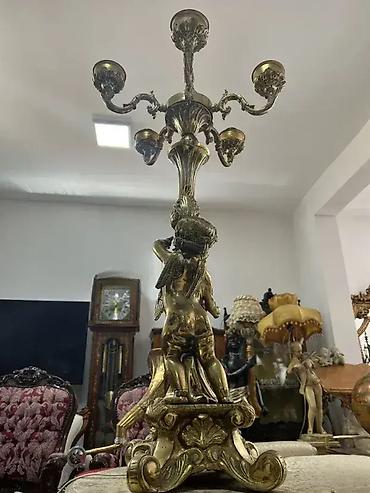 sat: Lampa sa andjelima PUN MESING (visina 88cm) Lampa od mesinga teska oko — 2