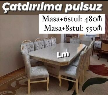 yatag mebel: Для гостиной, Новый, Нераскладной, Прямоугольный стол, 6 стульев, Азербайджан