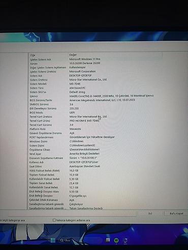işlənmiş kompüter: Tam oyun/iş stolüstü kompüter seti Tərkib: - Sistem bloku: şüşə — 7
