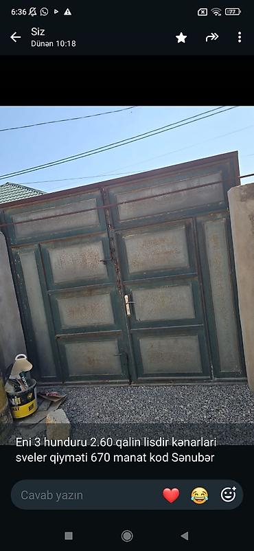 Metall darvaza - Ölçü: eni 3 m, hündürlüyü 2.60 m - Material: qalın lalafo.az -da Metall darvaza - Ölçü: eni 3 m, hündürlüyü 2.60 m - Material: qalın