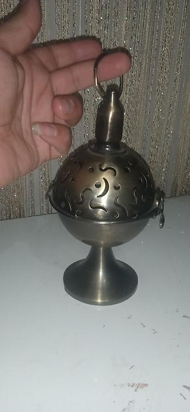 şamdan: Metal tütsü qabı (buhurdan) – şamdan ayaqlı, qapaqlı model - Material — 1