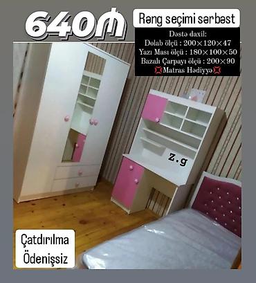 dest mebel: Uşaq/yeniyetmə otağı üçün mebel dəsti Dəst tərkibi və ölçülər: - — 1