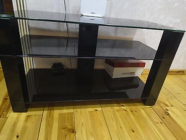 tv stent: İşlənmiş, Düz TV altlığı, Polkalı, Şüşəli — 4