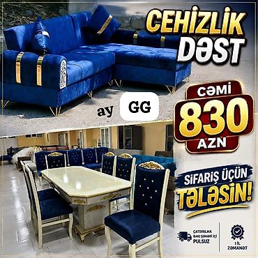 Cehizlik Dəst – mavi-sarı qızılı detal və zərif klassik dizayn Dəst