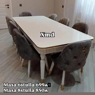Masa və oturacaq dəstləri: Yemək masası və 6 ədəd stul dəsti - Komplekt: 1 ədəd dikdörtgan masa — 191