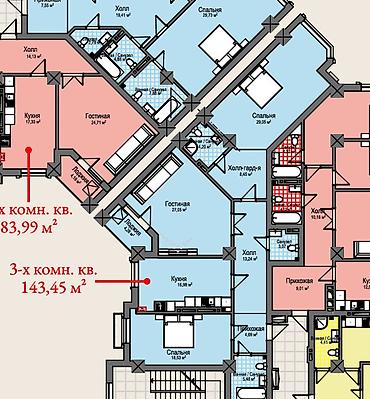 brk group: 3 комнаты, 143 м², Южная Магистраль 9 этаж, ПСО (под самоотделку) — 3