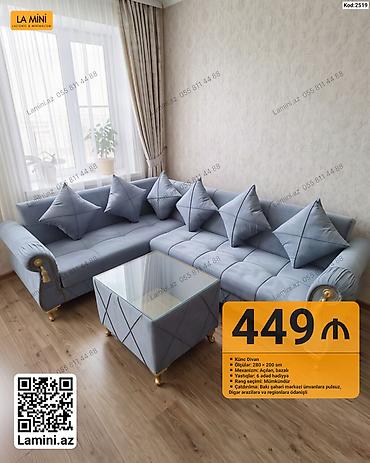 Künc divan dəsti – 280 x 200 sm ölçüdə, zərif və müasir dizayna malik
