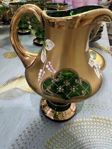 Çay dəstləri və servizlər: Çay dəsti, rəng - Yaşıl, Bohemia, 6 nəfərlik, Çexiya — 9