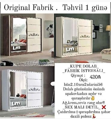 paltar dolab: Yeni, 2 qapılı, Güzgülü, Kupe, Düz dolab — 2