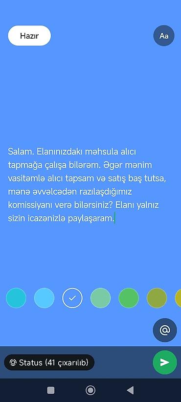 satıci: Xidmət: Elanlar üçün alıcı tapılması və paylaşıma dəstək Təsvir: - — 1