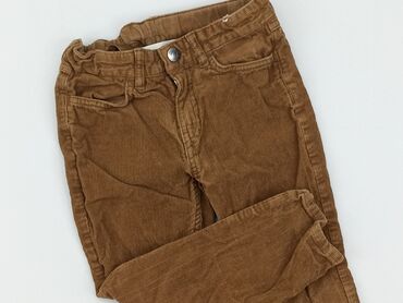 brązowe spodnie woskowane: Spodnie jeansowe, H&M, 4-5 lat, 110, stan - Dobry