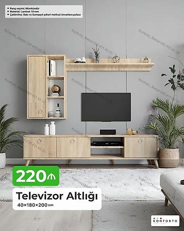 106 ekran tv: Televizor altlığı və divar modulu dəsti Ölçü: 40 × 180 × 200 sm — 1