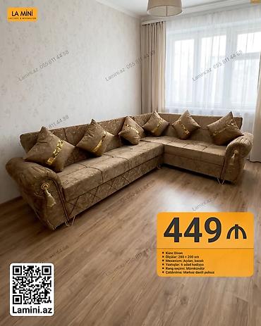 Künc divan – La Mini - Ölçü: 280 × 200 sm - Mexanizm: açılan, bazalı -