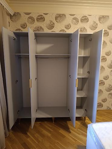 Новый, 4 двери, С зеркалом, Белый, Распашной, Прямой шкаф at lalafo.az — 4 Новый, 4 двери, С зеркалом, Белый, Распашной, Прямой шкаф — 4