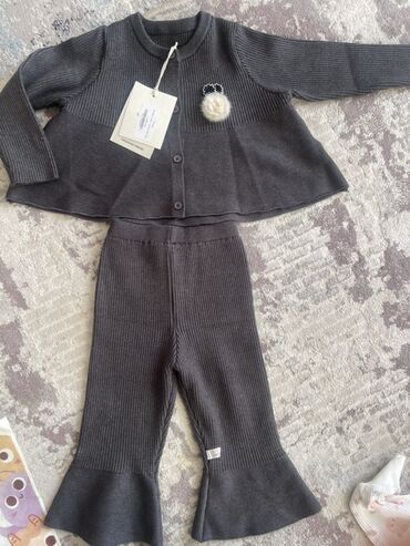 вязанные новорожденный комплект: Комплект, цвет - Серый, Новый